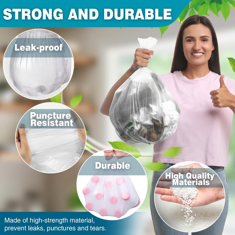 Ginkgo Small Trash Bags 2-4 Gallon Trash Bag 1000 Count Super Value Small Garbage Bags Bathroom Mini Trash Bags Unscented, Clear Wastebasket Bin Liners, Plastic Bags - Image 3
